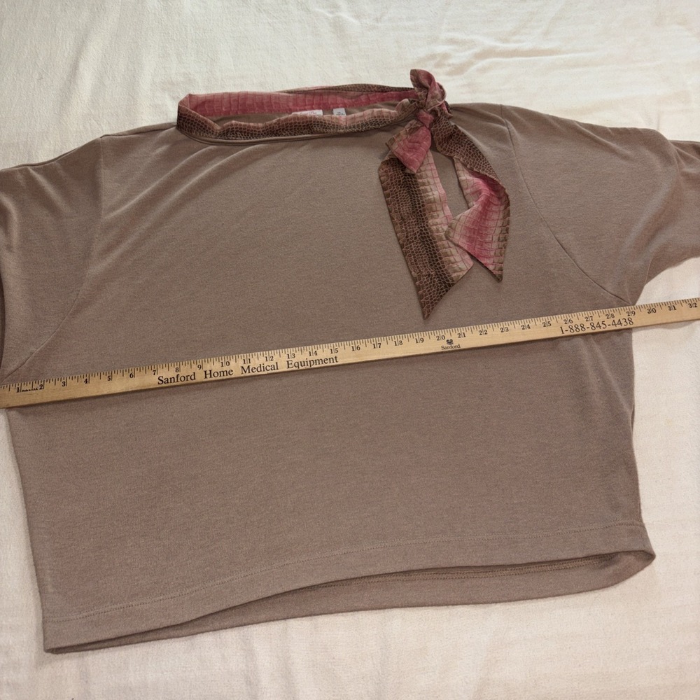 Sweet Pea Women's Brown Top Collar Scarf Accent Size 2XL Boho Lagenlook Boxy - Picture 3 of 6